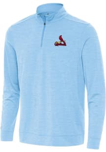 Antigua St Louis Cardinals Mens Blue Bright Long Sleeve Qtr Zip Pullover