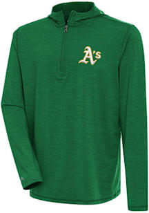 Antigua Oakland Athletics Mens Green Tidy Long Sleeve Qtr Zip Pullover