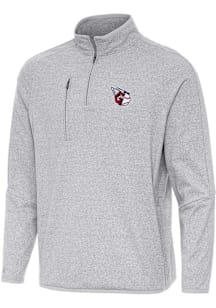 Antigua Cleveland Guardians Mens Grey Certain Long Sleeve Qtr Zip Pullover