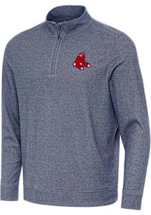 Antigua Boston Red Sox Mens Navy Blue Subtle Long Sleeve Qtr Zip Pullover