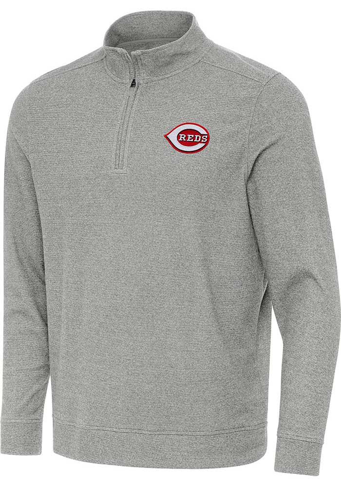 Antigua Cincinnati Reds Mens Subtle Long Sleeve Qtr Zip Pullover