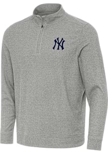Antigua New York Yankees Mens Grey Subtle Long Sleeve Qtr Zip Pullover