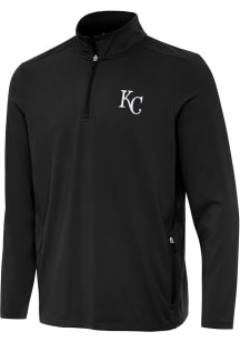 Antigua Kansas City Royals Mens Black Perilous Long Sleeve Qtr Zip Pullover