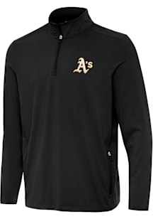 Antigua Oakland Athletics Mens Black Perilous Long Sleeve Qtr Zip Pullover