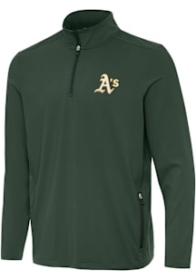 Antigua Oakland Athletics Mens Green Perilous Long Sleeve Qtr Zip Pullover