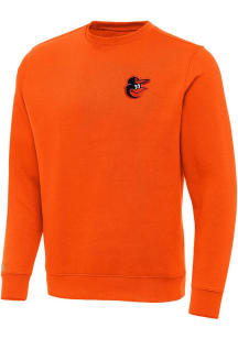 Antigua Baltimore Orioles Mens Orange Victory Long Sleeve Crew Sweatshirt