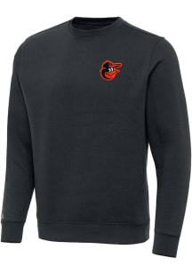 Antigua Baltimore Orioles Mens Charcoal Victory Long Sleeve Crew Sweatshirt