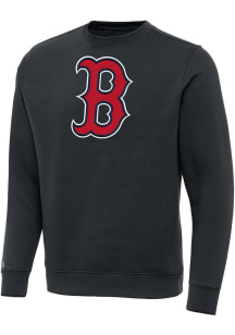 Antigua Boston Red Sox Mens Charcoal Full Front Victory Long Sleeve Crew Sweatshirt