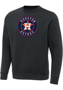 Antigua Houston Astros Mens Charcoal Full Front Victory Long Sleeve Crew Sweatshirt