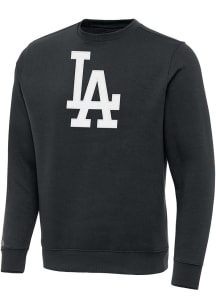 Antigua Los Angeles Dodgers Mens Charcoal Full Front Victory Long Sleeve Crew Sweatshirt