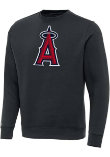 Antigua Los Angeles Angels Mens Charcoal Full Front Victory Long Sleeve Crew Sweatshirt