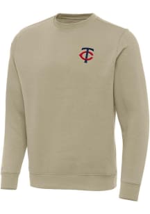 Antigua Minnesota Twins Mens Khaki Victory Long Sleeve Crew Sweatshirt