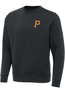 Antigua Pittsburgh Pirates Mens Charcoal Victory Long Sleeve Crew Sweatshirt