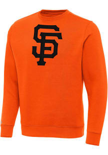 Antigua San Francisco Giants Mens Orange Full Front Victory Long Sleeve Crew Sweatshirt