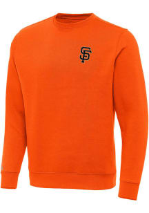 Antigua San Francisco Giants Mens Orange Victory Long Sleeve Crew Sweatshirt