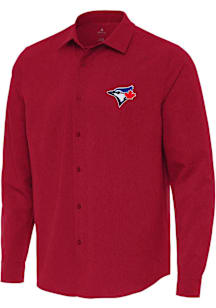 Antigua Toronto Blue Jays Mens Red Exposure Long Sleeve Dress Shirt