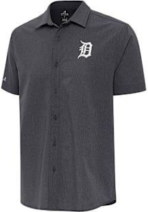 Antigua Detroit Tigers Mens Black Activate Short Sleeve Dress Shirt