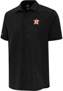 Antigua Houston Astros Mens Black Activate Short Sleeve Dress Shirt