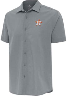 Antigua Houston Astros Mens Grey Activate Short Sleeve Dress Shirt