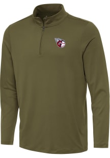 Antigua Cleveland Guardians Mens Olive Reprocess Recycled Long Sleeve 1/4 Zip Pullover