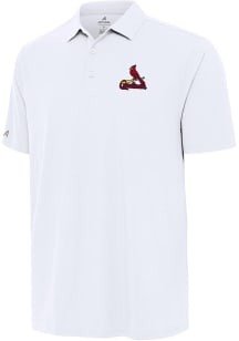 Antigua St Louis Cardinals Mens White Era Short Sleeve Polo