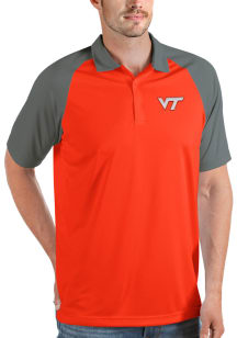 Antigua Virginia Tech Hokies Mens Orange Nova Short Sleeve Polo