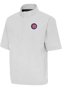 Antigua Chicago Cubs Mens Grey Brisk Short Sleeve Jacket