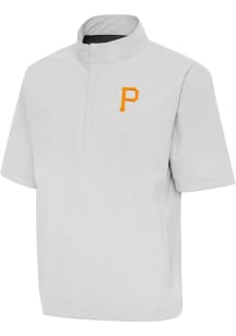 Antigua Pittsburgh Pirates Mens Grey Brisk Short Sleeve Jacket