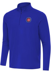 Antigua Chicago Cubs Mens Blue Intent Long Sleeve Qtr Zip Pullover