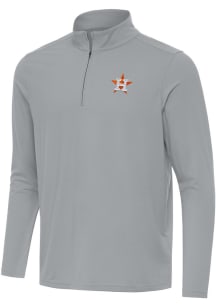 Antigua Houston Astros Mens Grey Intent Long Sleeve 1/4 Zip Pullover