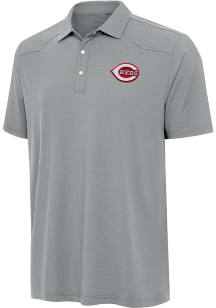 Antigua Cincinnati Reds Mens Grey Western Short Sleeve Polo