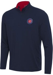 Antigua Chicago Cubs Mens Navy Blue Content Long Sleeve Qtr Zip Pullover
