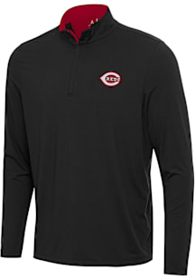 Antigua Cincinnati Reds Mens Black Content Long Sleeve Qtr Zip Pullover