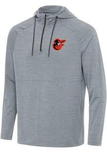Antigua Baltimore Orioles Mens Grey Spikes Long Sleeve Qtr Zip Pullover