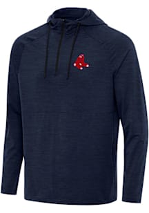 Antigua Boston Red Sox Mens Navy Blue Spikes Long Sleeve Qtr Zip Pullover