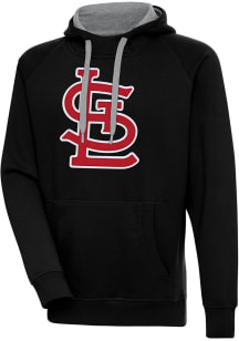 Antigua St Louis Cardinals Mens Black Full Front Victory Big and Tall Hooded Sweatshirt