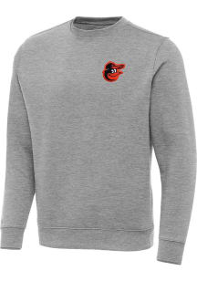 Antigua Baltimore Orioles Mens Grey Victory Big and Tall Crew Sweatshirt