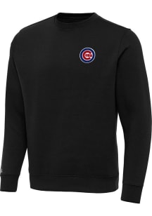 Antigua Chicago Cubs Mens Black Victory Big and Tall Crew Sweatshirt