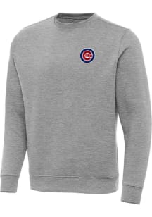Antigua Chicago Cubs Mens Grey Victory Big and Tall Crew Sweatshirt
