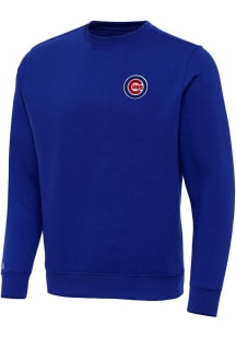 Antigua Chicago Cubs Mens Blue Victory Big and Tall Crew Sweatshirt