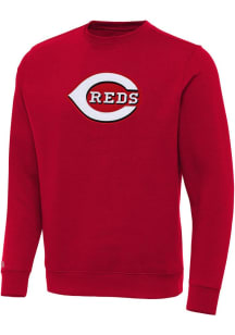 Antigua Cincinnati Reds Mens Red Full Front Victory Big and Tall Crew Sweatshirt