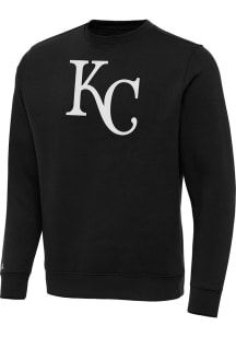 Antigua Kansas City Royals Mens Black Full Front Victory Big and Tall Crew Sweatshirt