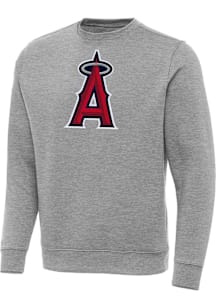 Antigua Los Angeles Angels Mens Grey Full Front Victory Big and Tall Crew Sweatshirt