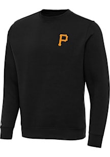 Antigua Pittsburgh Pirates Mens Black Victory Big and Tall Crew Sweatshirt