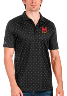 Mens Maryland Terrapins Black Antigua Spark Short Sleeve Polo Shirt