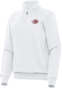 Antigua Cincinnati Reds Womens White Victory Qtr Zip