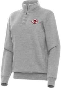 Antigua Cincinnati Reds Womens Grey Victory Qtr Zip