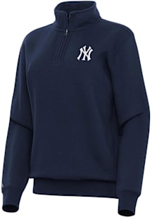 Antigua New York Yankees Womens Navy Blue Victory Qtr Zip