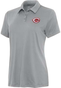 Antigua Cincinnati Reds Womens Grey Reprocess Recycled Short Sleeve Polo Shirt