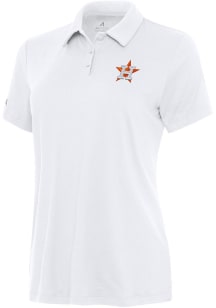 Antigua Houston Astros Womens White Reprocess Recycled Short Sleeve Polo Shirt